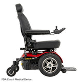 Pride Jazzy Elite 14 power wheelchair in Jazzy Red, side profile from the right