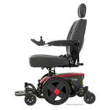 Pride Jazzy EVO 614HD power wheelchair in Cardinal Red, side profile from the left