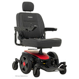 Pride Jazzy EVO 614HD power wheelchair in Cardinal Red, three quarter view from the right