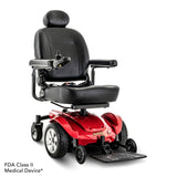 Pride Jazzy Select power wheelchair in Jazzy Red, right-side three-quarter view
