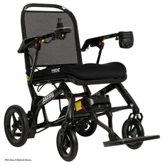 Pride Jazzy Ultra Light power wheelchair in Black, three quarter view from the right