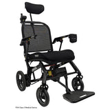 Pride Jazzy Ultra Light power wheelchair fitted with the optional headrest