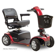 Pride Victory 10 4-Wheel mobility scooter in Candy Apple Red, right-facing three-quarter front view