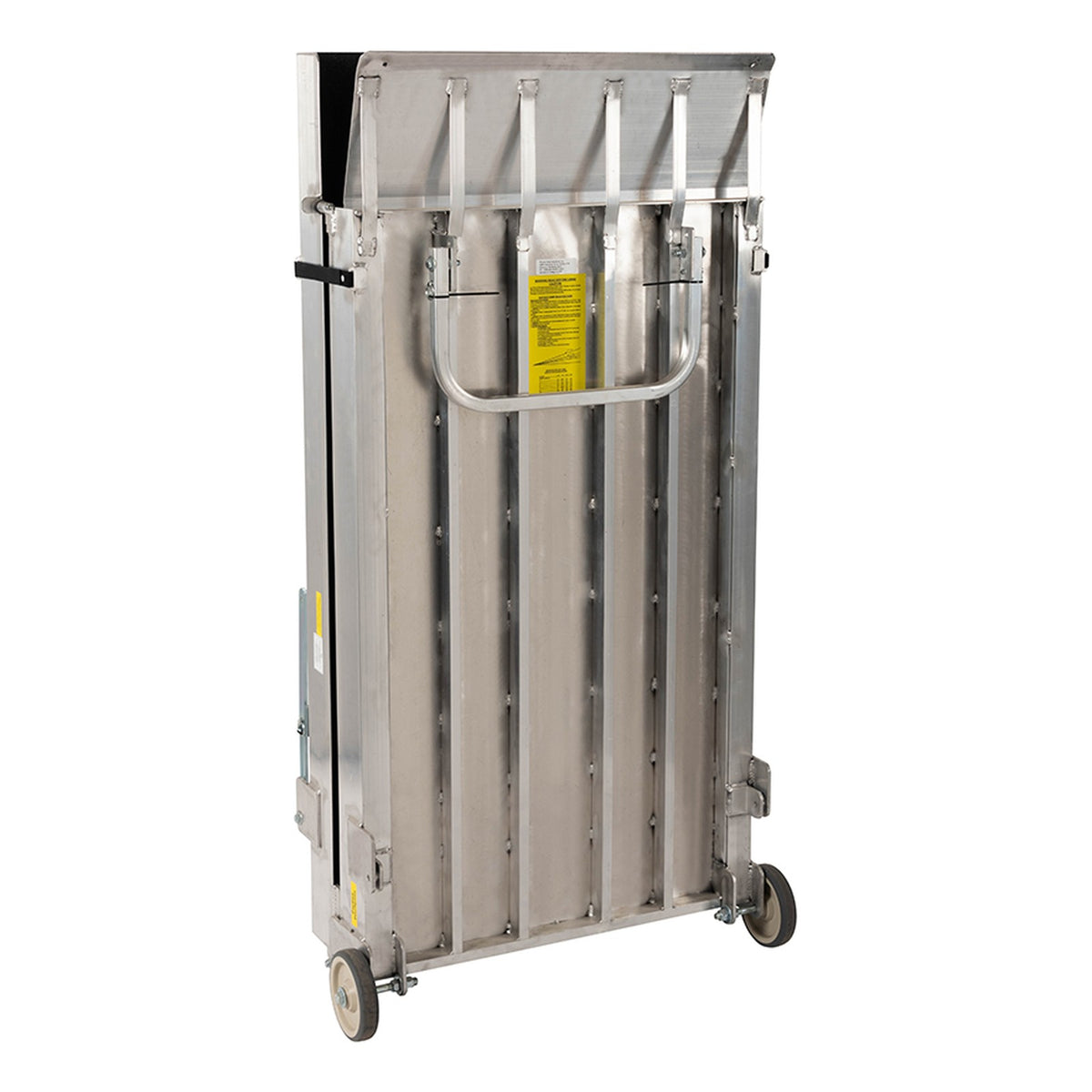 PVI Wheel-a-Bout Ramp folded and standing upright on its wheels