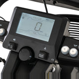 Pride PX4 LCD console display close-up showing speed and battery level