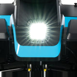 Pride PX4 LED headlight close-up, illuminated