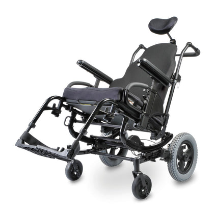 Quickie SR45 tilt in space wheelchair with headrest and elevating legrests