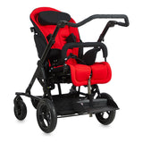 The Chilla with a red seat and back set and a grip bar, seen from the front