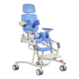 The Flamingo Curo on the high-low frame, with a head support, side supports, armrests, hip guides and a foot support