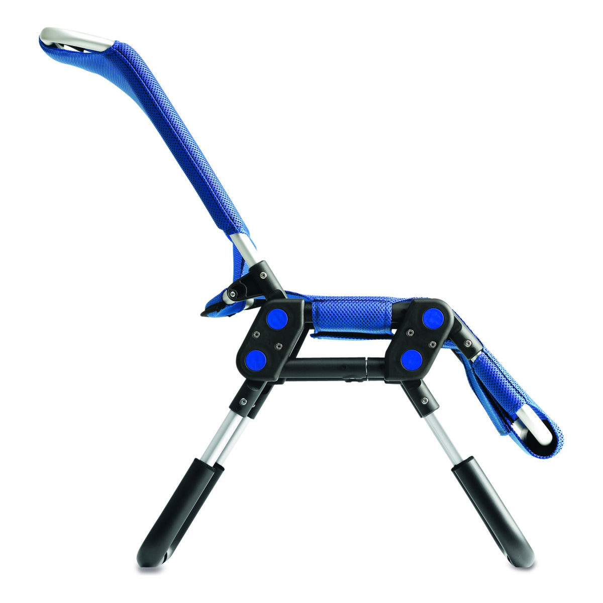 The R82 Manatee bath chair from the side, its back raised and its legs lowered