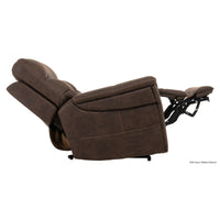 Pride VivaLift Radiance PLR-3955 in Walnut, fully reclined, profile view