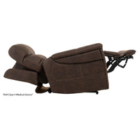 Pride VivaLift Radiance PLR-3955 in Walnut, reclined with the power headrest raised