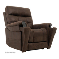 Pride VivaLift Radiance PLR-3955 in Walnut, seated with the cup holders open