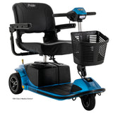 Pride Revo 2.0 3-Wheel mobility scooter in True Blue, right-facing three-quarter view