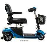Pride Revo 2.0 3-Wheel mobility scooter in True Blue, right side profile view