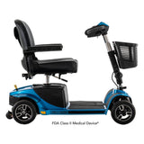 Pride Revo 2.0 4-Wheel mobility scooter in True Blue, right side profile view