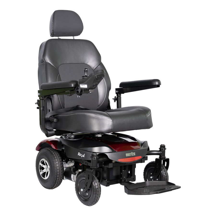 Merits Regal power wheelchair, three-quarter view facing right