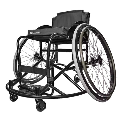 RGK Club Sport multi-sport wheelchair, black frame with a basketball bumper