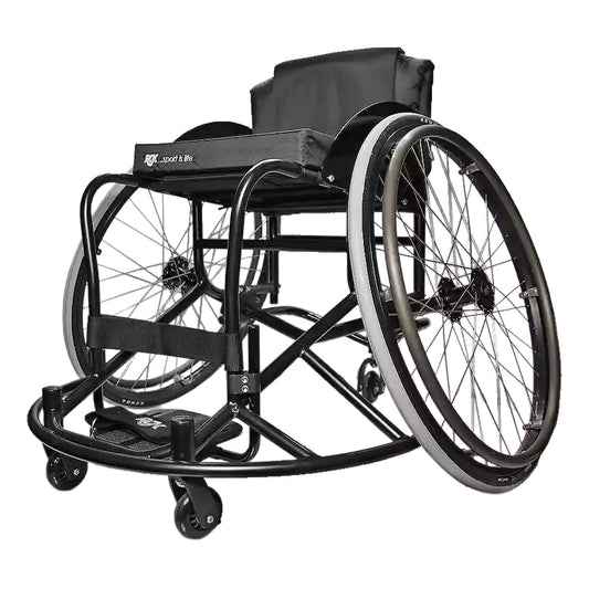 RGK Club Sport multi-sport wheelchair, black frame with a basketball bumper