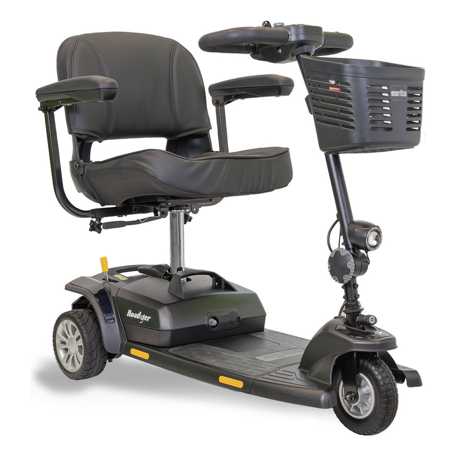 Merits Roadster S3 three-wheel travel scooter in Galaxy Blue