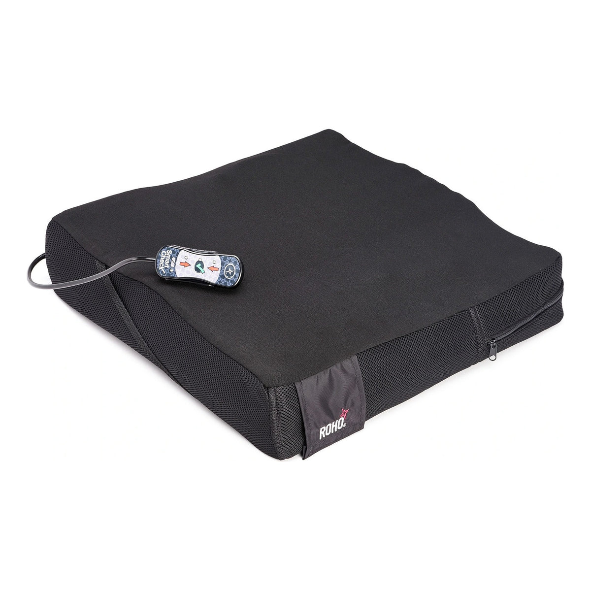 ROHO Hybrid Elite SR cushion in its cover, shown with Smart Check, which is sold separately