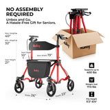 Rolloy dimension drawing of the Wide frame: 26 inches wide, 23 inches deep, handles 32 to 40 inches, seat 19 inches wide