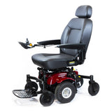 Shoprider 6Runner 10 power wheelchair in red, left front three-quarter view