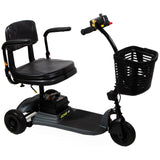 Shoprider Echo + 3-wheel travel scooter in dark grey, front three-quarter view