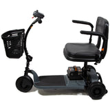 Shoprider Echo +, side view with the curved tiller and front basket