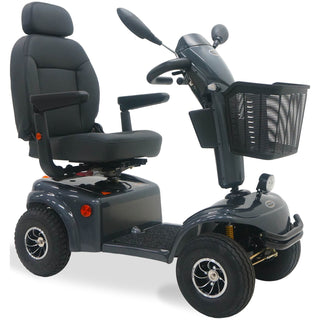 Shoprider Expedition XL4 mobility scooter in grey, front three-quarter view