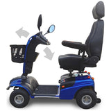 Shoprider Explorer, side view showing the tiller angle adjustment