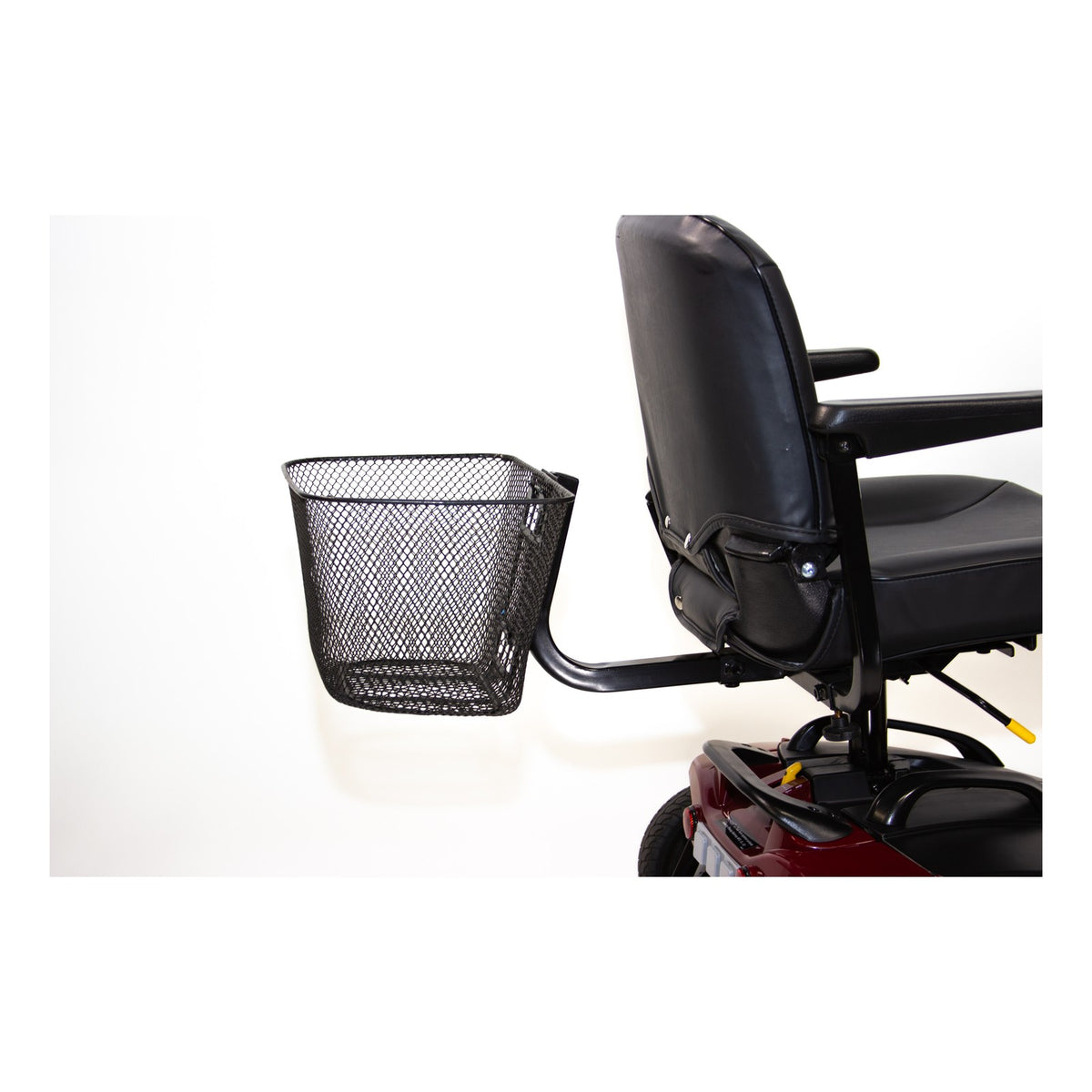 Shoprider large rear basket mounted behind a scooter seat