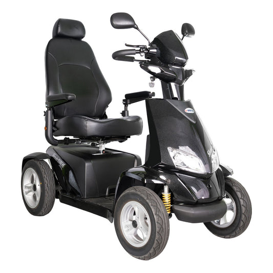 Merits Silverado Extreme four-wheel scooter in black, three-quarter view facing right