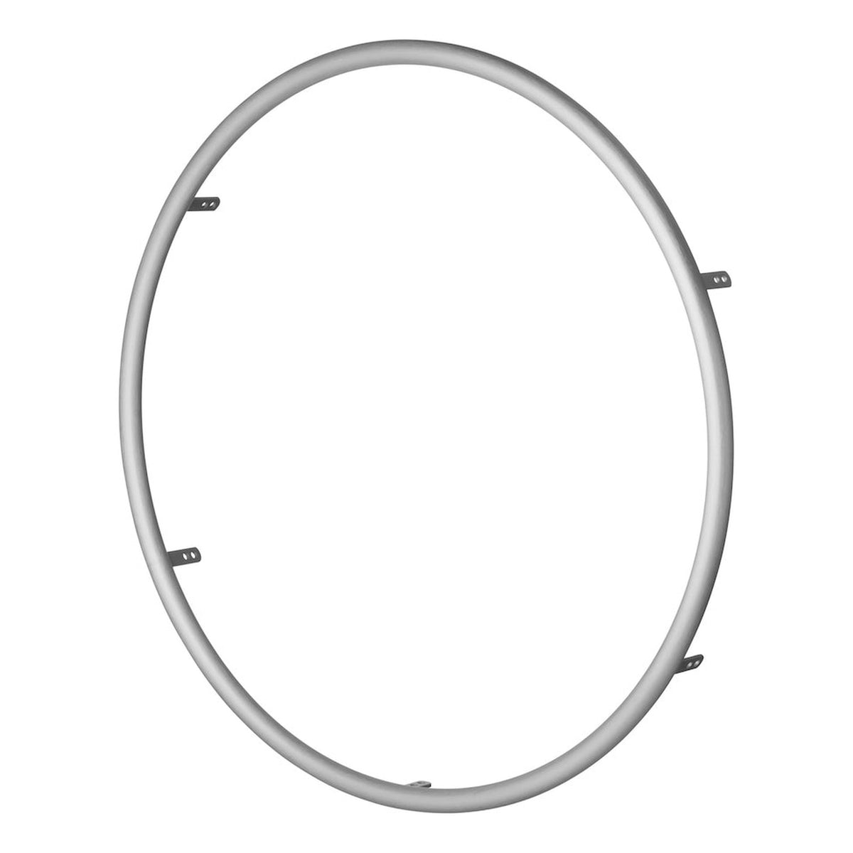 Spinergy brushed silver aluminum handrim at an angle, showing its mounting tabs