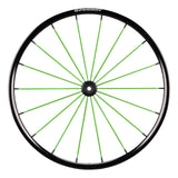 Spinergy Blade LXL wheel with green spokes