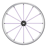 Spinergy LX FlexRim wheel with purple spokes