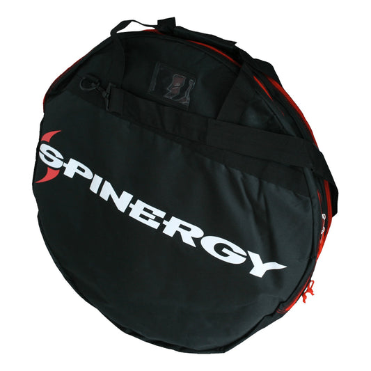 Spinergy padded wheel bag in black with the Spinergy name on the side