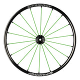 Spinergy SLX 18 wheel with green spokes