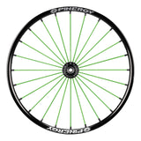 Spinergy SLX 24 wheel with green spokes
