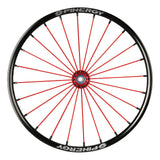 Spinergy SLX R10 wheel with red spokes