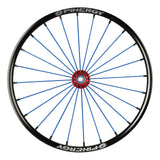 Spinergy SLX R10 wheel with blue spokes