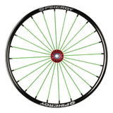 Spinergy SLX R10 wheel with green spokes