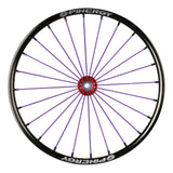 Spinergy SLX R10 wheel with purple spokes