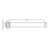Spinergy drawing of a quick release axle, showing where its length is measured