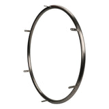 Spinergy satin titanium handrim at an angle, showing its mounting tabs