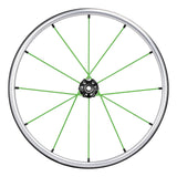 Spinergy XLX FlexRim wheel with green spokes