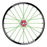 Spinergy XSLX R10 wheel with green spokes