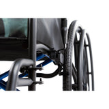 Strongback ErgoSteel swing-away footrest latch, close view