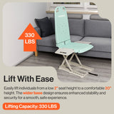 GoRise LT in Aqua Blue raised to 20 inches, rated for 330 lbs.
