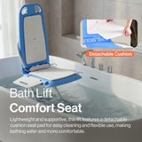 GoRise LT in Spa Blue in a bathtub, with the cushion pad lifted off